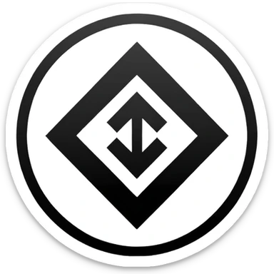 The image is a red background with a white circle in the center. Inside the circle, there is a black Nazi symbol, which appears to be a swastika. The symbol is in the shape of a circle with a diagonal line running through it, creating a zigzag pattern. The overall design is simple and minimalistic. sticker