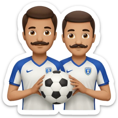 soccer players with mustache holding soccer ball sticker
