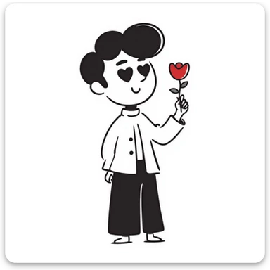 Handsome boyfriend figure with heart eyes sticker