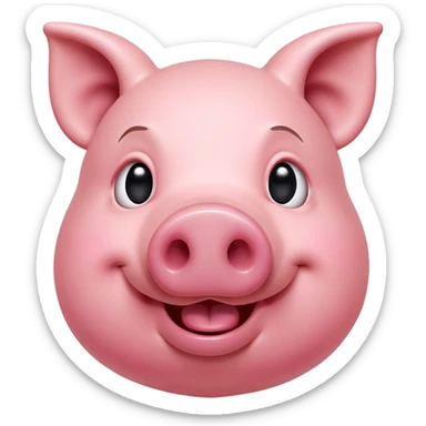 Cinematic Comical Pig Portrait Emoji, Head tilted dramatically with an exaggeratedly amused expression, featuring a striking rosy-pink hide with a playful snout and wide, expressive eyes filled with playful disbelief, Simplified yet hilariously expressive features, highly detailed, glowing with a slightly sassy glow, high shine, dramatic yet playful, stylized with an air of cheeky mischief, bright and endearing, soft glowing outline, capturing the essence of a spirited and over-the-top pig, so meme-worthy it feels like it could oink its way into internet fame instantly! sticker