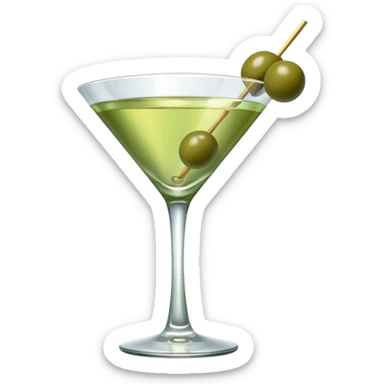 martini with 3 green khaki olives all at the same stick and same size . liquid should be a clear color like water kinda  sticker