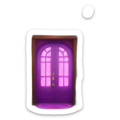 Bar entrance with 3 purple huge neon arch lights from larger to smaller leading down the hall inside  sticker