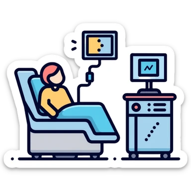 medical sleep lab with patient connected to sleep monitoring equipment for polysomnography sticker