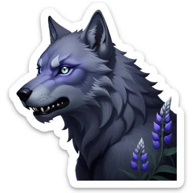 Cinematic Noble Werewolf Portrait Emoji, Formidable and majestic, with a powerful lupine silhouette in moonlit grays and silvers, featuring piercing, wise eyes and a dignified snarl that hints at untamed strength, simplified yet intricately detailed, glowing with a soft, lunar outline that encapsulates the noble duality of feral instinct and loyal guardianship! sticker