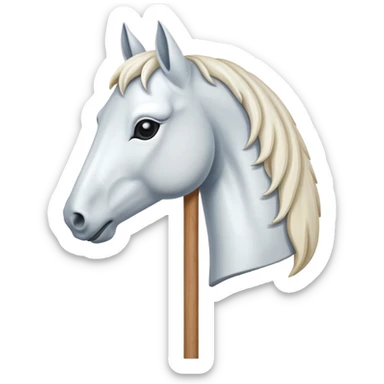 Make a white horse head on a wood stick  sticker
