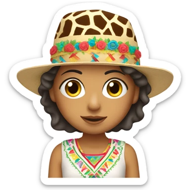 A Mexican girl with a giraffe costume ￼￼ sticker