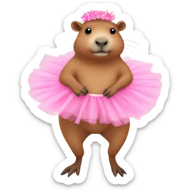 capybara wearing a pink tutu sticker