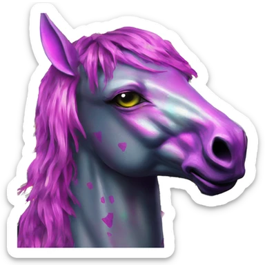 .Zombie_ Vaporwave black holographic oilslick zombie unicorn yellow caution tape graffiti Pegasus  sticker