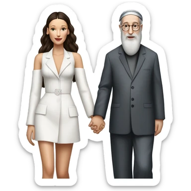 Realistic Bella Hadid holding hands with Jewish Rabbi sticker