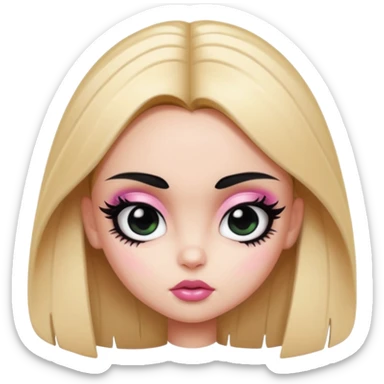 powerpuff girls blossm russian features, beauty, pretty eyes, black eyeliner, pretty bratz baddie sticker