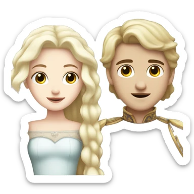 white blonde princess with a white skin boy prince with dark hair sticker