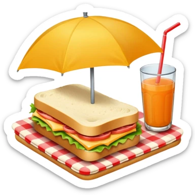 picnic with sandwiche and juice sticker