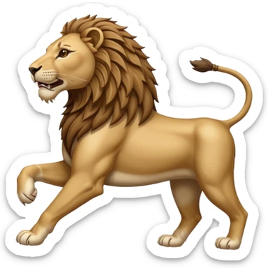 An emoji of a majestic lion from ancient Assyrian art, shown in a hunting scene. sticker