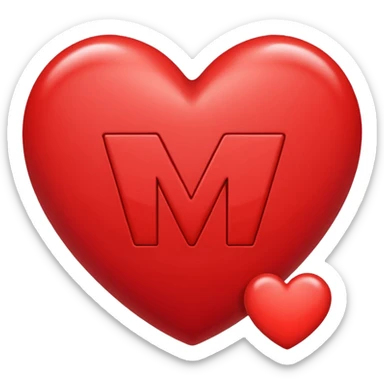 the letters M + V, in a heart  sticker