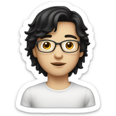 Young white teen with blackhair and glass sticker