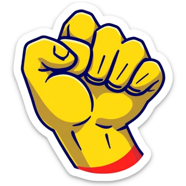 strong muscular fist with bright colors floating sticker