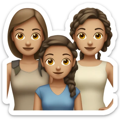 three brunette girls one tan and one boy red buzzcut sticker