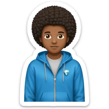 Black young guy who haves afro haircut ,zip hoodie and with a diamond grillz in her tooth sticker