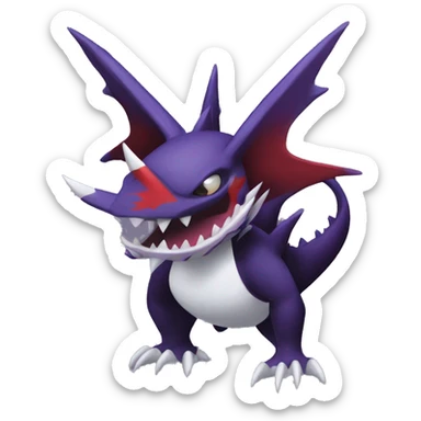 Black Cool Edgy Nargacuga-Garchomp-Noivern-Noibat Fakémon  with White and Red and purple and black Edgy markings sticker