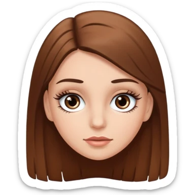 Chíca blanca pelo liso castaño con pestañas  sticker