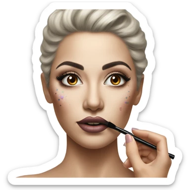 Hyper Realistic Beautiful lightly tattooed woman having make-up applied  sticker