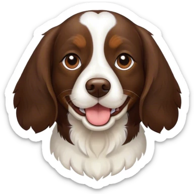 Springer spaniel beagle mix dog happy dark brown fur short ears sticker