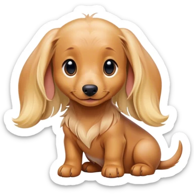 kawaii disney blonde long-haired daschund puppy sitting happily sticker