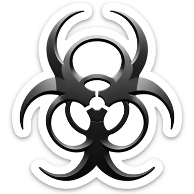 black and white biohazard symbol  sticker