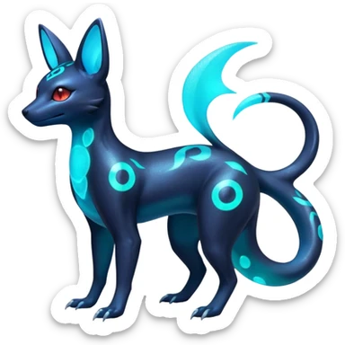 Shiny Aural Iridescent Fluorescent Bioluminescent Umbreon-Amaura-Salandit-Salamence-Fakémon-fusion (full body) sticker