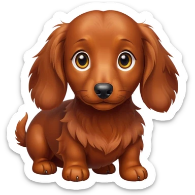 Red brown fluffy daschund with golden eyes sticker