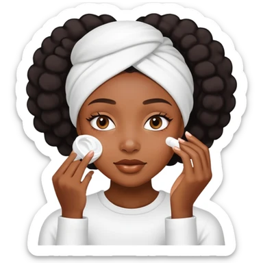 Black girl applying face cream for skincare routine sticker