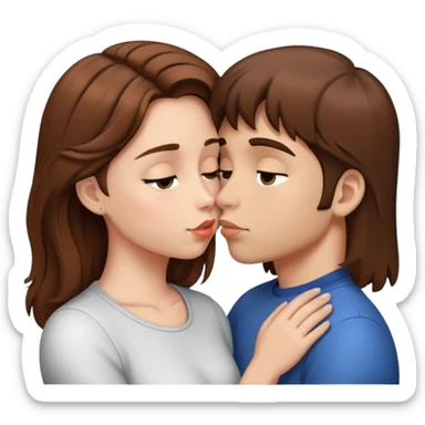 Couple kissing girl & boy brown hair  sticker