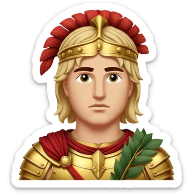 Cinematic Realistic portrait of Alexander the Great, depicted with photorealistic detail as a commanding historical conqueror, featuring sharp, lifelike facial features, meticulously rendered ancient Macedonian armor, and a laurel wreath, illuminated by natural, dramatic lighting that highlights his youthful determination and legendary presence. sticker