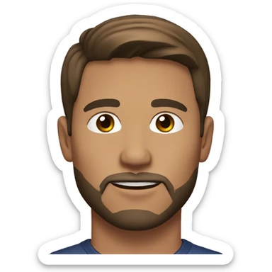 A handsome 25 year old man with middle parted fairly short brown hair, brown eyes, a very light goatee beard outdoors sticker