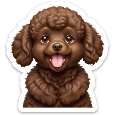 Cinematic Cute Yawning Chocolate Poodle Portrait Emoji, Head tilted slightly with a dramatic, wide-open yawn, displaying a soft, curly chocolate Fur with a refined texture, floppy ears slightly drooping, round brown eyes barely open in drowsy contentment, Simplified yet irresistibly adorable features, highly detailed, glowing with a soft, cozy glow, high shine, relaxed yet expressive, stylized with a touch of whimsy, bright and endearing, soft glowing outline, capturing the essence of a sleepy yet affectionate companion, so drowsy it feels like it could stretch right out of the screen and curl up for a nap! sticker