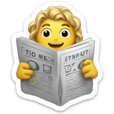 a  cartoon star holding a newspaper sticker