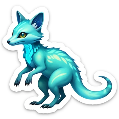 Exotic futuristic bioluminescent translucent transparent lush warm-colored neon-glowing iridescent Fakémon-Fionbri-Vernid-Sergal-Genet-creature (full body) sticker