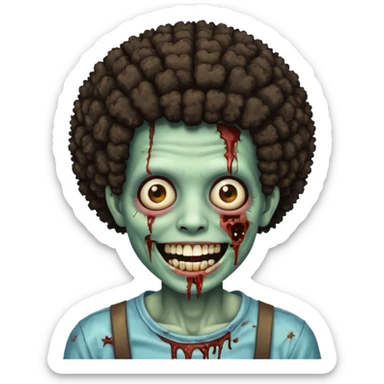 zombie with afro smiling with braces sticker
