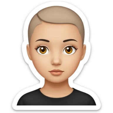 HAZEL EYES BLACK BLACK BUZZ CUT LIGHT SKIN ROUND FACE GIRL sticker