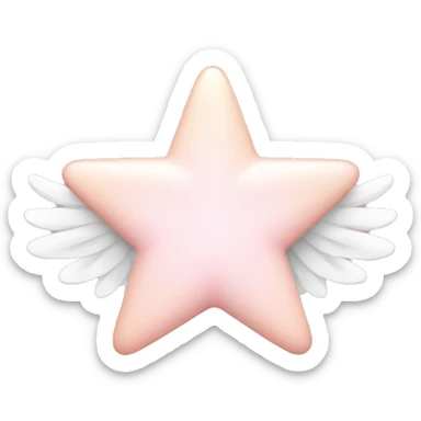 Light pink star with white angel wings sticker