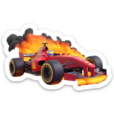 F1 racing wheel burning rubber, dramatic smoke, high speed, action sticker