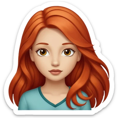 Little red riding hood light skin with straight long wavy hair and long eyelashes  sticker