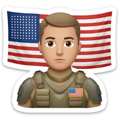 generate realistic white american soldier in body armor and full uniform with small usa flag on shoulder sticker