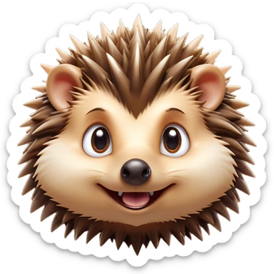 Cinematic Comical Hedgehog Portrait Emoji, Head tilted dramatically with an exaggeratedly amused expression, featuring a striking spiky brown Fur with a quirky, scrunched-up face and wide, expressive eyes filled with playful disbelief, Simplified yet hilariously expressive features, highly detailed, glowing with a slightly sassy glow, high shine, dramatic yet playful, stylized with an air of cheeky mischief, bright and endearing, soft glowing outline, capturing the essence of a spirited and over-the-top hedgehog, so meme-worthy it feels like it could roll its spines into internet fame instantly! sticker