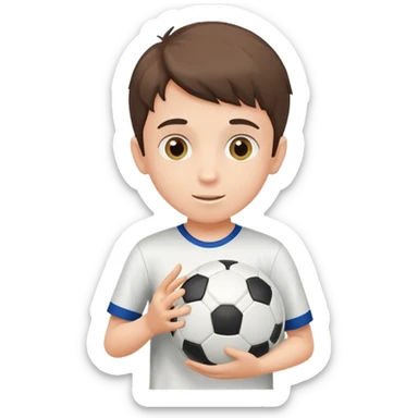 Boy with a soccer ball, holding it or playing with it sticker