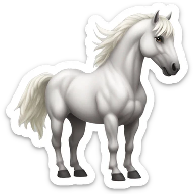 a white muscle stallion with a wings sticker