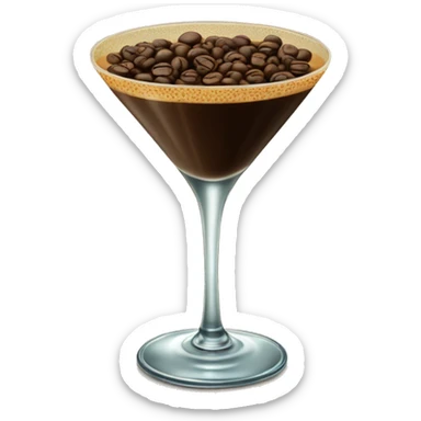 Cute espresso martini in vintage glass with coffee beans on top sticker