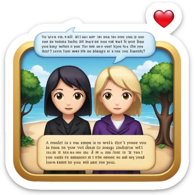 An icon representing a visual novel game, with a detailed background featuring a romantic or mysterious setting. Characters are in conversation, with dialogue boxes visible. The design captures the immersive storytelling and emotional depth of visual novels, set against a transparent background. sticker