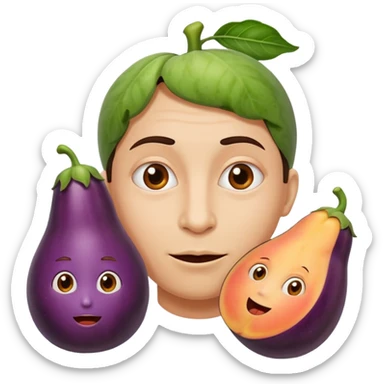 Weird emoji with eggplant and peaches sticker