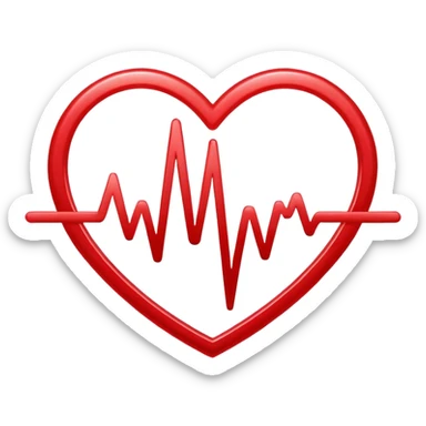 Precise and minimalist logo for MedSignal, red heartbeat pulse transforming into the letters ‘AI’, glowing edges with a metallic sheen, sleek design with clean white space, focusing on advanced healthcare technology and AI sticker